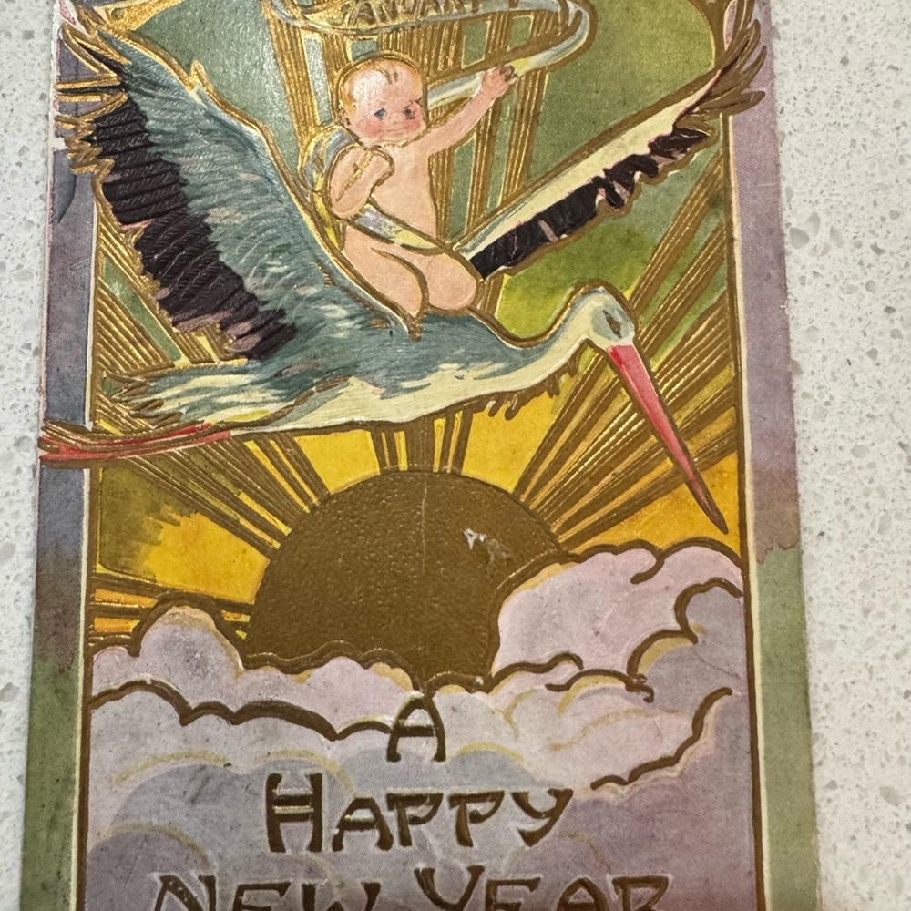 VINTAGE 1908 “A Happy New Year “ Post Card With 1 Cent Postage